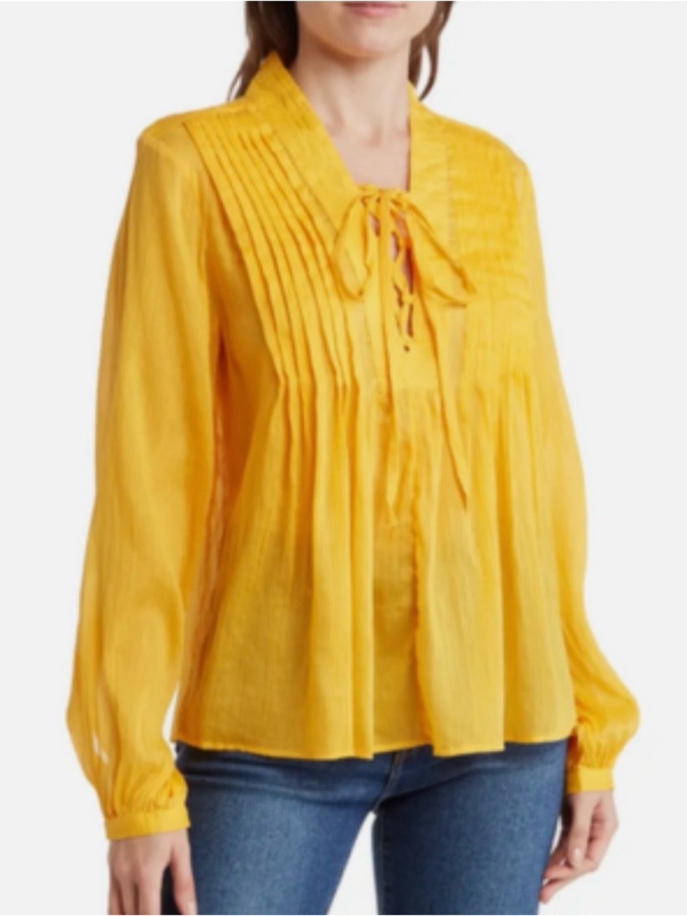 Rag & Bone yellow silk top. - Picture 6 of 11